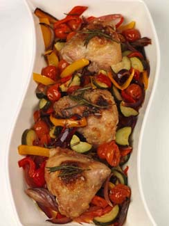 Tray Baked Chicken and Mediterranean Vegetables